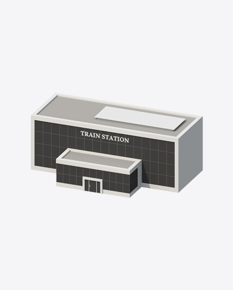 Low Poly Train Station - Entrance