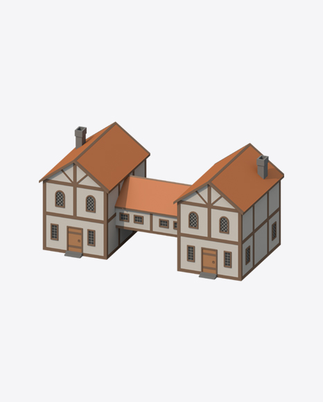 Two Connected Low Poly Houses - Architecture