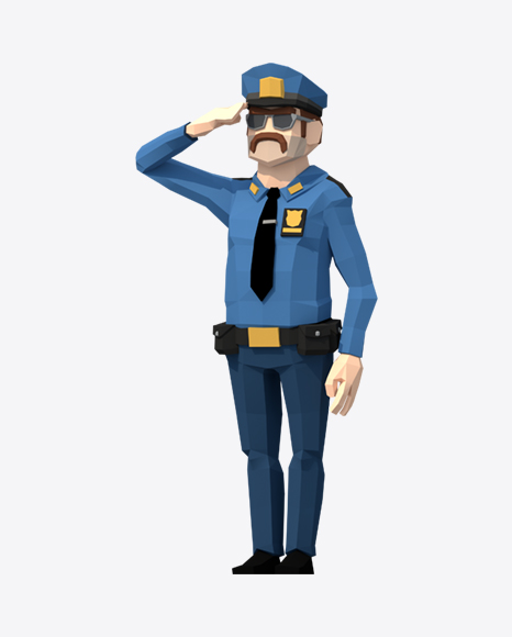 Low Poly Police Man Salute - Salute