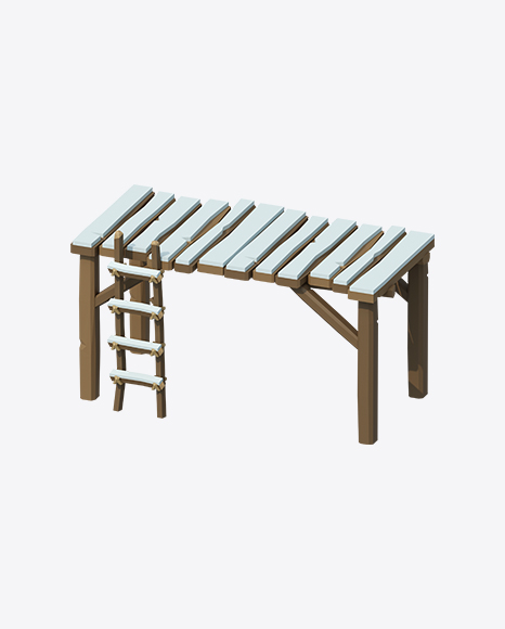 Low Poly Snow Covered Wooden Platform - Snow