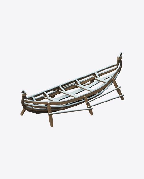 Low Poly Snow Covered Boat Frame - Snow