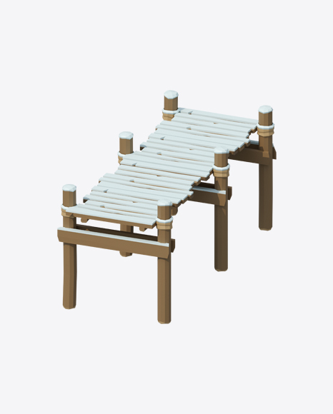 Low Poly Snow Covered Wooden Platform - Snow