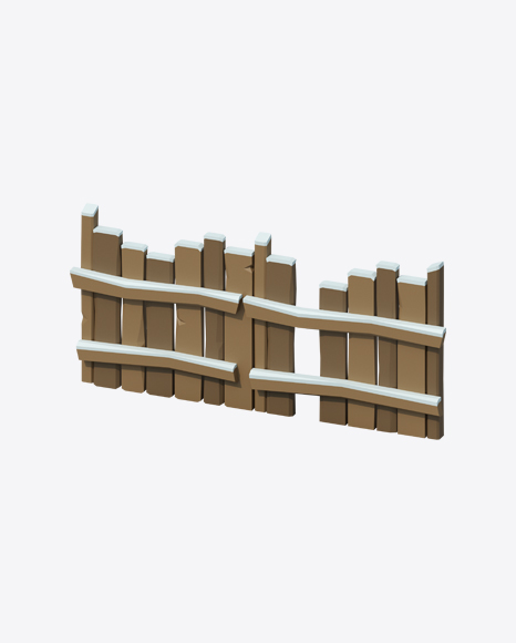 Low Poly Snow Covered Wooden Fence - Snow