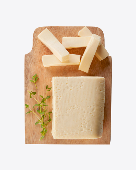 Cheese Slices on Wooden Plate - Plate